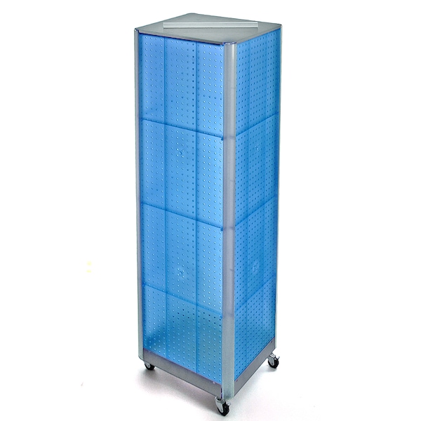 4-Sided Pegboard Floor Wheeled Display Panel Size:16"W x 64.25"H